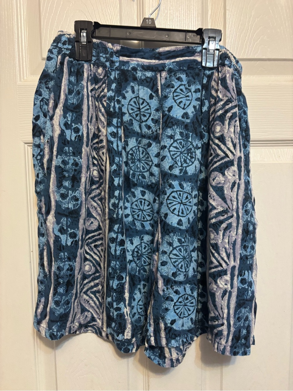 Vintage 90s Allyson Whitney Batik Wide Leg Shorts Blue - Large
